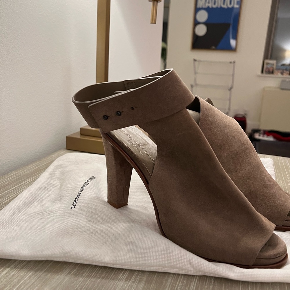 Common Projects Taupe Suede Open Toe Heel With An… - image 6